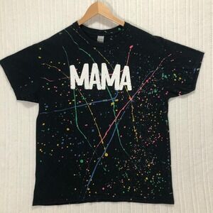 Mama T-Shirt Paint‎ Splatter Graphic Tee Crew Neck Top Gildan Size Large